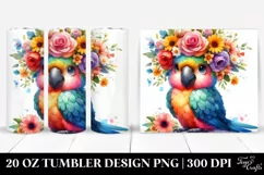 Colorful Macaw Cartoon | 20 oz Tumbler Product Image 1