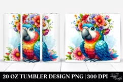 Colorful Macaw Cartoon | 20 oz Tumbler Product Image 1