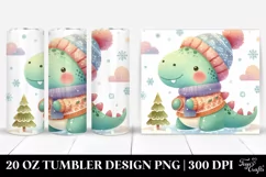 Dinosaur in Winter Clipart 20 Oz Tumbler Product Image 1