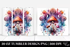 Vibrant Magical Mushroom Clipart, Transparent 20 Oz Tumbler Product Image 1