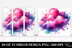 Colorful Magenta Watercolor Cloud PNG Product Image 1