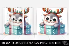 Christmas Seal with Reindeer Horns PNG Product Image 1