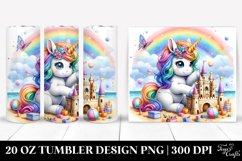 Colorful Baby Unicorn Building a Sandcastle. 20 Oz Tumbler Product Image 1