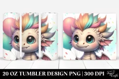 Baby Dragon with Balloons PNG Product Image 1