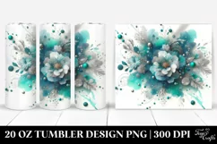 Colorful Cyan Watercolor Particles with Silver Foil | 20 oz Product Image 1