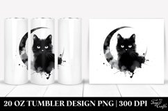 Simple Washed Watercolor Black Cat | 20 oz Tumbler Product Image 1