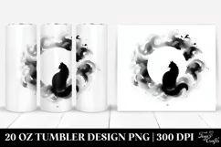 Simple Washed Watercolor Black Cat | 20 oz Tumbler Product Image 1