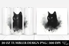 Simple Washed Watercolor Black Cat | 20 oz Tumbler Product Image 1