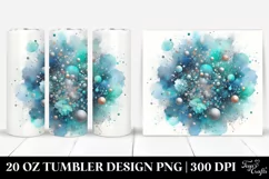 Colorful Cyan Watercolor Particles with Silver Foil | 20 oz Product Image 1