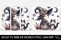 Washed Watercolor Vintage Quirky Witch with Cat | 20 oz Product Image 1