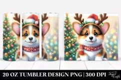 Christmas Pembroke Welsh Corgi with Reindeer Horns PNG Product Image 1