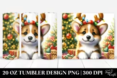 Christmas Pembroke Welsh Corgi with Reindeer Horns PNG Product Image 1