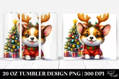 Christmas Pembroke Welsh Corgi with Reindeer Horns PNG Product Image 1