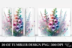 Glossy Foxglove Watercolor Splash 20 Oz Tumbler Product Image 1