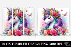 Smiling Unicorn Floral Wreath 20 oz Tumbler Product Image 1