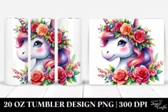 Smiling Unicorn Floral Wreath 20 oz Tumbler Product Image 1