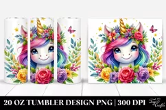 Smiling Unicorn Floral Wreath 20 oz Tumbler Product Image 1