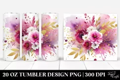 Colorful Magenta Watercolor Background with Golden Foil | 20 Product Image 1