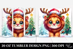 Christmas Lion with Reindeer Horns PNG Product Image 1