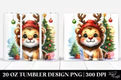 Christmas Lion with Reindeer Horns PNG Product Image 1
