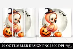Retro Baby Flamingo Halloween PNG Product Image 1