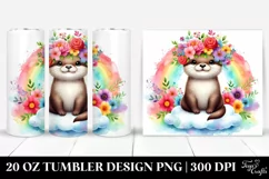 Baby Otter with Floral Crown, Transparent 20 Oz Tumbler Product Image 1