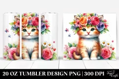 Colorful Kitten Cartoon | 20 oz Tumbler Product Image 1