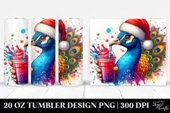 Colorful Peacock Drinking with Straw | 20 oz Tumbler/br Product Image 1