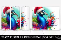 Colorful Peacock Drinking with Straw | 20 oz Tumbler/br Product Image 1