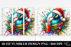Colorful Peacock Drinking with Straw | 20 oz Tumbler/br Product Image 1