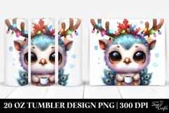 Christmas Peacock with Reindeer Horns PNG Product Image 1