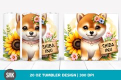 Watercolor Shiba Inu Baby Sunflower | 20 oz Tumbler Product Image 1