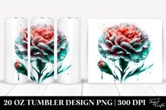 20 Oz Tumbler Sublimation | Colorful Carnation Watercolor Product Image 1