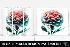 20 Oz Tumbler Sublimation | Colorful Carnation Watercolor Product Image 1