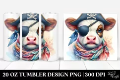 Pastel Baby Cow in Pirate's Eye Patch. 20 Oz Tumbler Design Product Image 1
