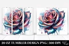 20 Oz Tumbler Sublimation | Colorful Shiny Abstract Rose Product Image 1