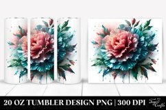 20 Oz Tumbler Sublimation | Glossy Watercolor Carnation Product Image 1