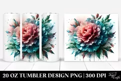 20 Oz Tumbler Sublimation | Glossy Watercolor Carnation Product Image 1