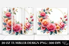 Floral Frame with Pink Roses, Transparent PNG Product Image 1