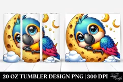 Cute Macaw on Moon 20 Oz Tumbler Product Image 1