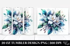 20 Oz Tumbler Sublimation | Glossy Jasmine Watercolor Product Image 1