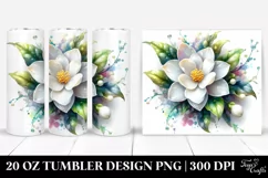 20 Oz Tumbler Sublimation | Glossy Jasmine Flower Watercolor Product Image 1