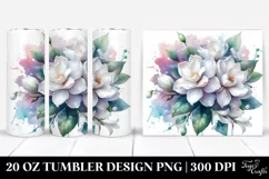 20 Oz Tumbler Sublimation | Colorful Jasmine Watercolor Product Image 1
