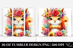 Vibrant Squirrel Flower Crown | 20 oz Tumbler Product Image 1