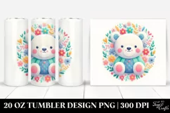 Colorful Pastel Bearfloral Design | 20 Oz Tumbler Product Image 1
