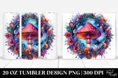 Vibrant Magical Mushroom Clipart, Transparent 20 Oz Tumbler Product Image 1
