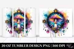 Vibrant Magical Mushroom Clipart, Transparent 20 Oz Tumbler Product Image 1