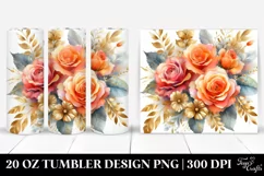 Watercolor Vibrant Orange Roses Tumbler Product Image 1