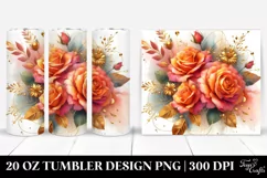 Simple Orange Roses Gold Tumbler Design Product Image 1