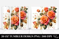 Watercolor Vibrant Orange Roses Tumbler Product Image 1